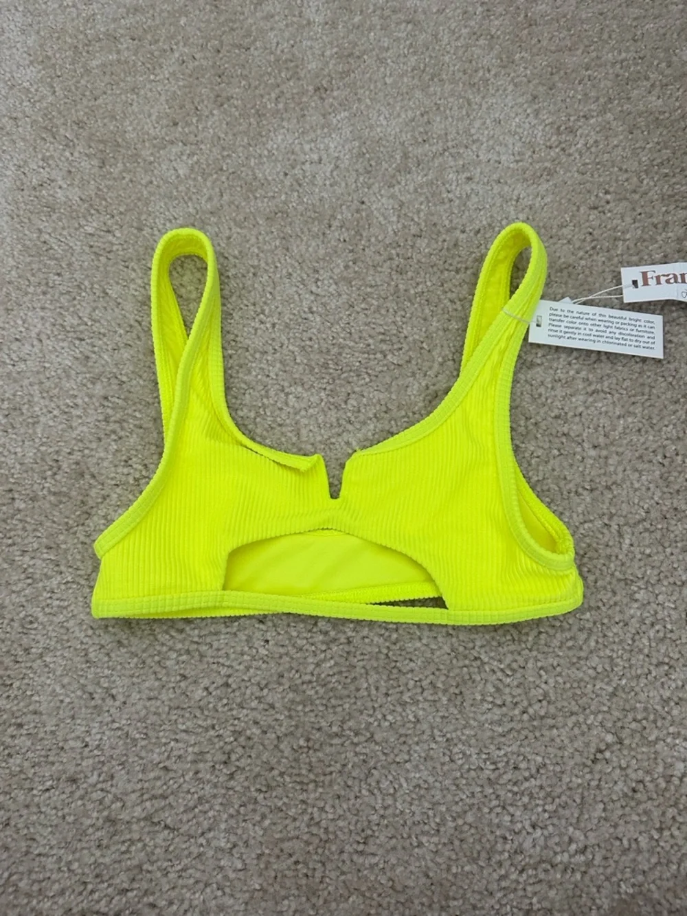NWT frankies bikinis cole‎ ribbed top lemon drop size small
